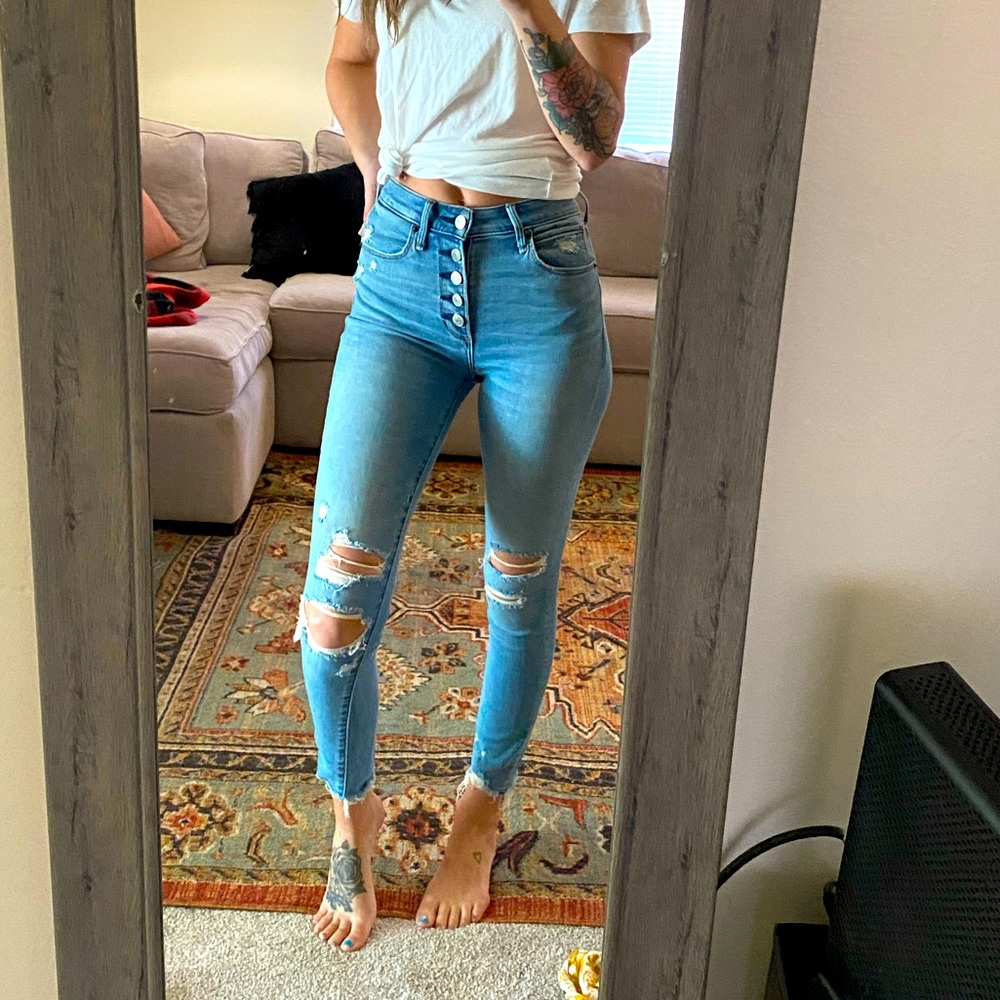 A&F high rise super skinny ankle